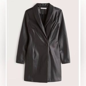 ABERCROMBIE & FITCH Black Faux Leather Blazer Dress